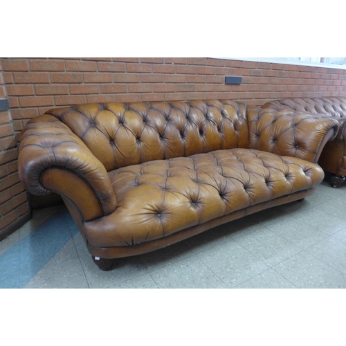 97 - A Tetrad chestnut brown leather Chesterfield settee