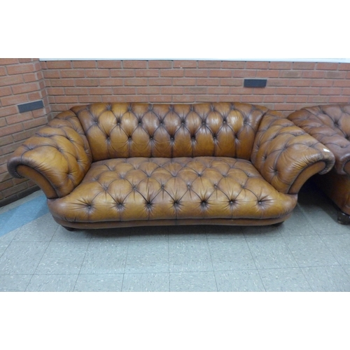 97 - A Tetrad chestnut brown leather Chesterfield settee