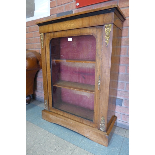 98 - A Victorian inlaid walnut and gilt metal mounted pier cabinet