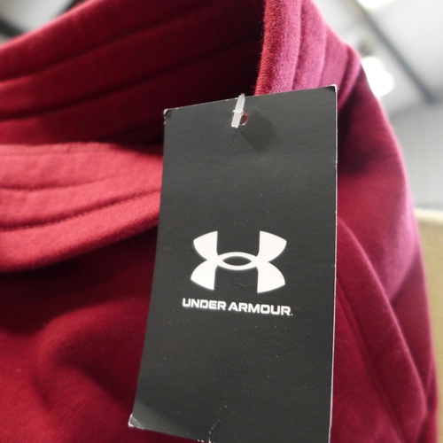 3095 - Two pairs of Women's Burgundy Under Armour tracksuit bottoms, 1 size L & 1 size XL * this lot is sub... 