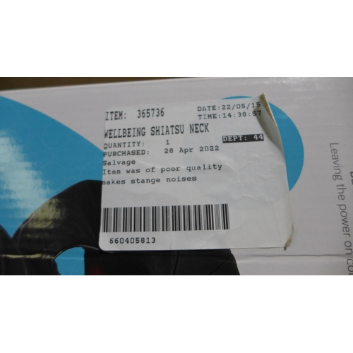 3108 - Wellbeing Shiatsu Neck Massager (254-611)   * This lot is subject to vat