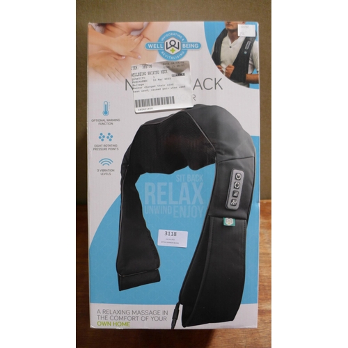 3118 - Wellbeing Shiatsu Neck Massager (254-280)   * This lot is subject to vat