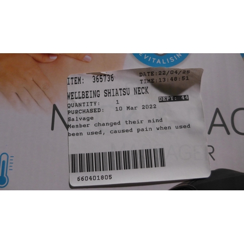 3118 - Wellbeing Shiatsu Neck Massager (254-280)   * This lot is subject to vat