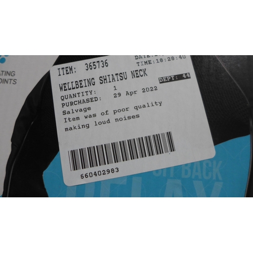 3119 - Wellbeing Shiatsu Neck Massager    (254-281)   * This lot is subject to vat