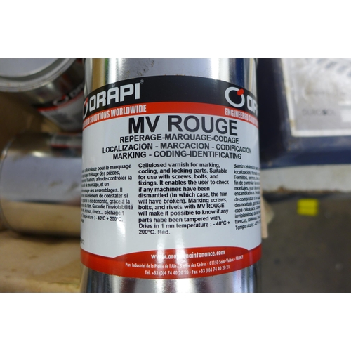 2017 - 6 x 1 ltr Orapi MV Rouge cellulosic marking varnish (engineering use)