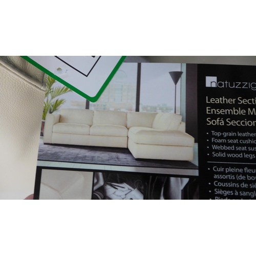 1301 - Natuzzi 2 piece Sectional Cream leather sofa, Original RRP 1999.99 + vat   (4119-4)  * This lot is s... 