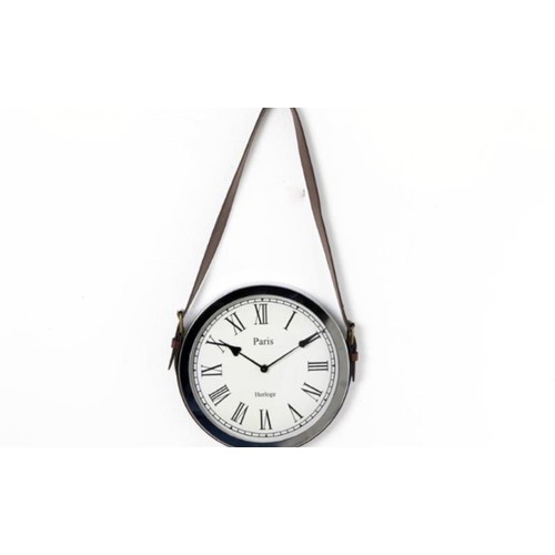 1416 - A Paris wall clock with belt strap hanger, H 57cms x 33cms (CL184112)   #