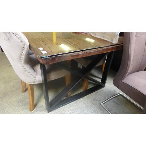 1340 - A Fire dining table and six taupe Arlo chairs