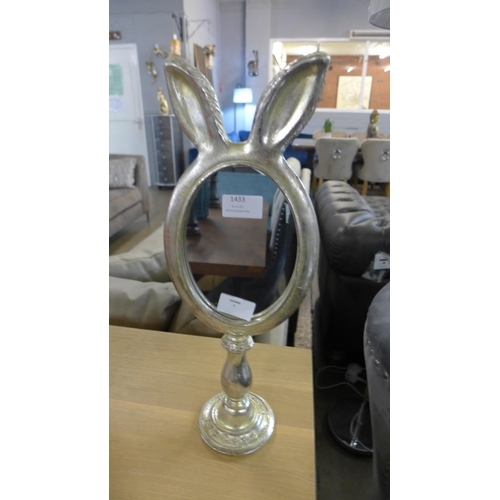 1381 - A large silver rabbit ears table mirror, H 42cms (MK4612)   #