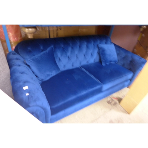 1513 - Bordeaux 3 Seater Navy Velvet   , Original RRP £816.66 + vat (4115-29) * This lot is subject to vat