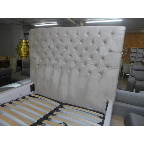 1515 - A champagne upholstered kingsize storage bed frame