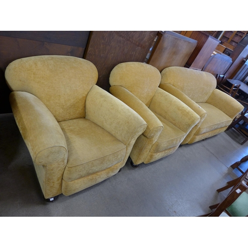 183 - An Art Deco sand fabric upholstered three piece lounge suite