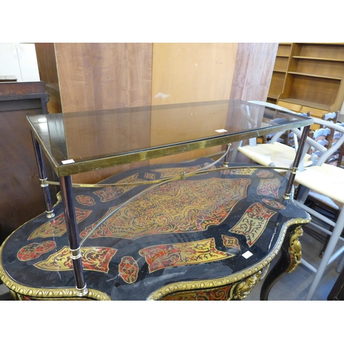 193 - An Italian brass and glass topped rectangular coffee table