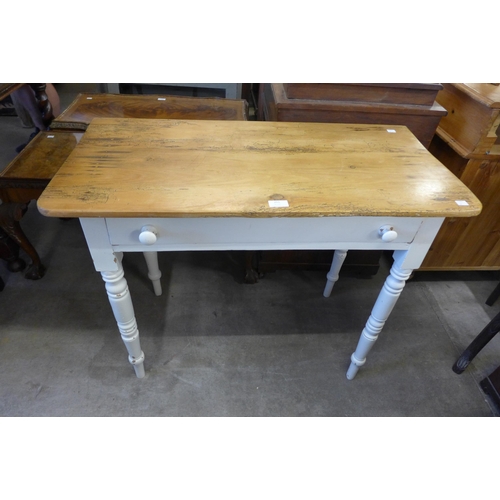 201 - A Victorian painted pine single drawer side table