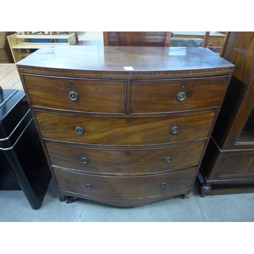 223 - A George III inlaid mahogany bow front chest of drawers