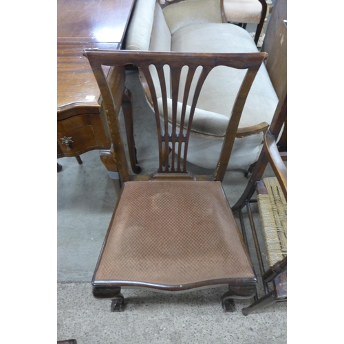 240 - A Regency rosewood sabre leg chair and three other chairs