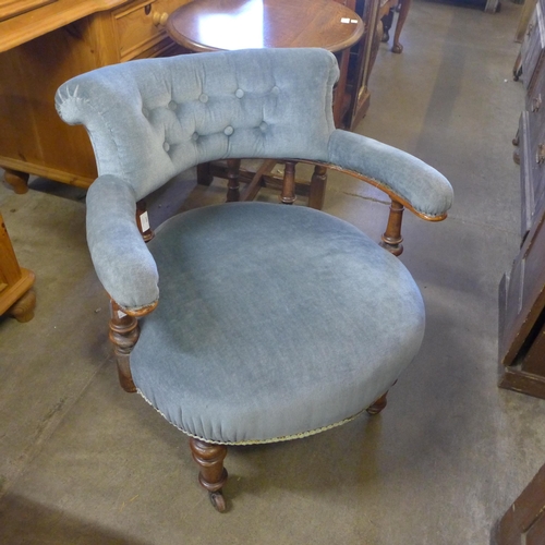 249 - A Victorian mahogany and fabric upholstered lady's chair