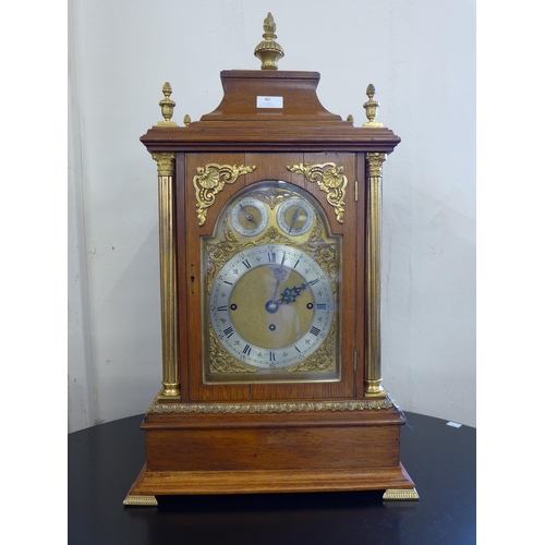 40 - A 19th Century oak and gilt metal mounted Westminster chime bracket clock, with triple fusee movemen... 