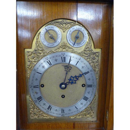 40 - A 19th Century oak and gilt metal mounted Westminster chime bracket clock, with triple fusee movemen... 