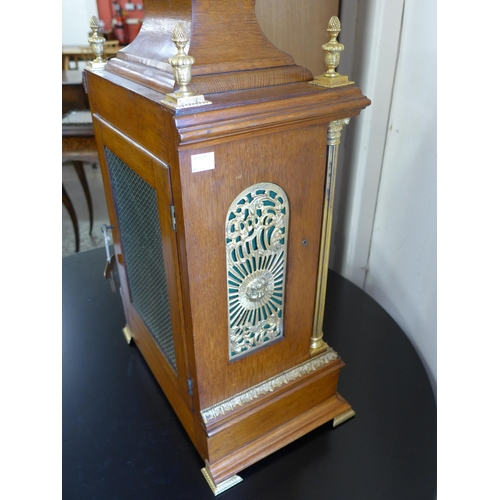 40 - A 19th Century oak and gilt metal mounted Westminster chime bracket clock, with triple fusee movemen... 