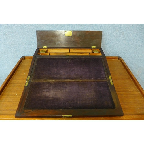 419 - A Victorian rosewood writing slope