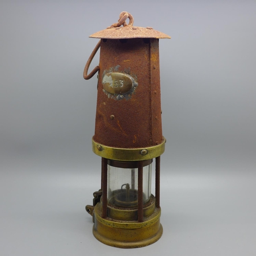 601 - A Davis-Kirkby Miner's safety lamp