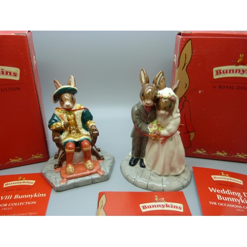 626 - Two Royal Doulton Bunnykins figures, Henry VIII and Wedding Day, boxed