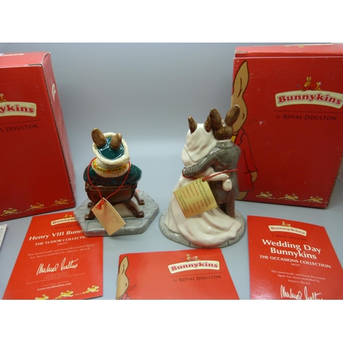 626 - Two Royal Doulton Bunnykins figures, Henry VIII and Wedding Day, boxed