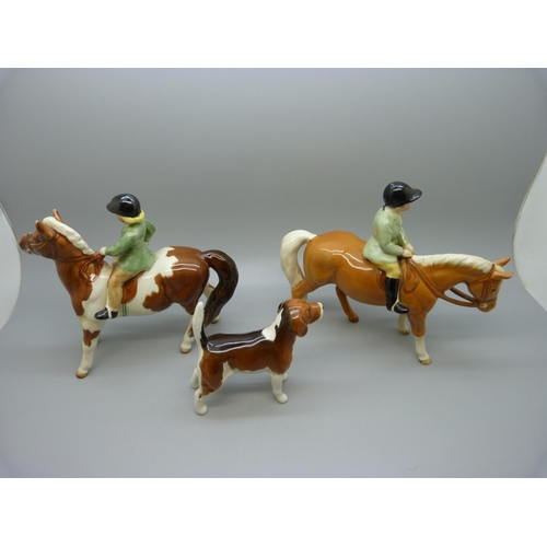 632 - A Beswick boy on pony and a Beswick girl on pony and a Ch. Wendover Billy