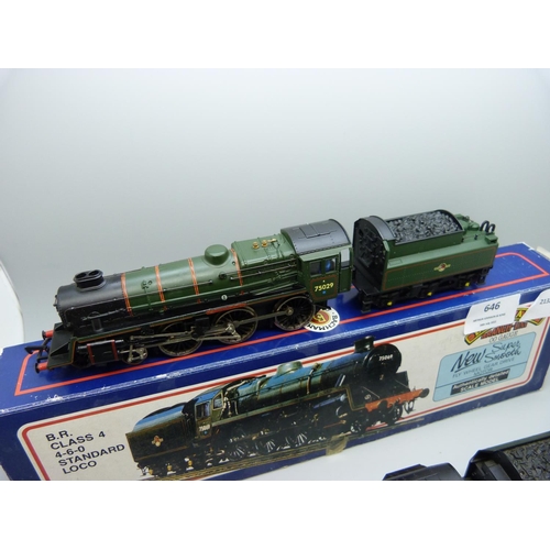 646 - A Hornby 00 gauge City of Bradford locomotive and tender and a Bachmann BR Class 4, 4-6-0 locomotive... 