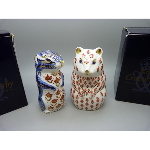 653 - Two Royal Crown Derby paperweights; Chipmunk and Hamster, boxed