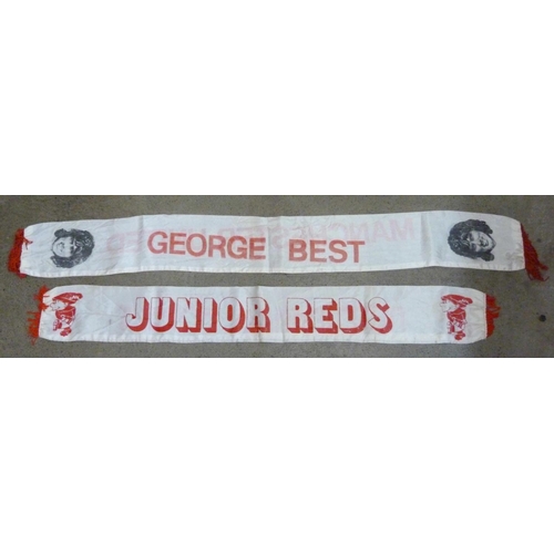 662 - George Best Manchester United and Nottingham Forest Junior Reds 1960's/70's silk scarves