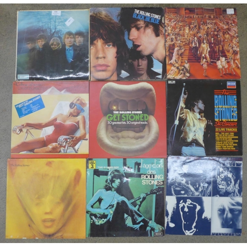 678 - Ten Rolling Stones LP records including Black and Blue, Between the Buttons