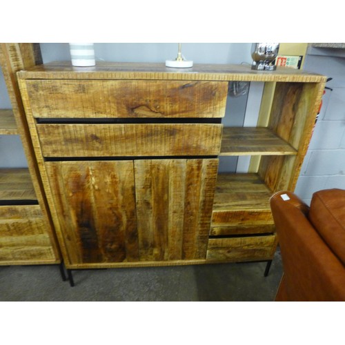 1576 - A Mallard hardwood and black metal extra large two door two drawer sideboard