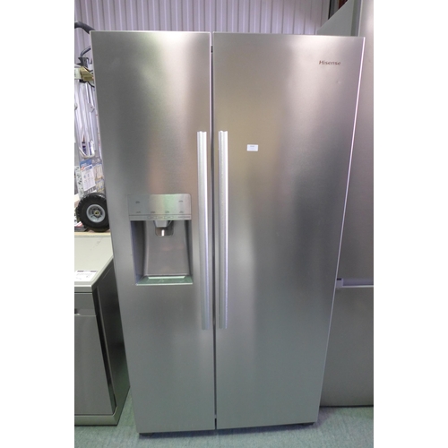 3048 - Hisense Stainless Steel Side by Side Fridge Freezer (RS694N4IIF), Original RRP £749.99 + vat (H 178.... 