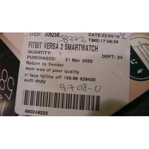 3085 - Fitbit Versa 2 Smartwatch Black/Petal aluminium , Original RRP £139.99 + vat (255-2)  * This lot is ... 