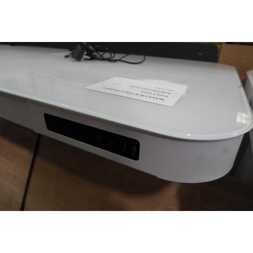 3195 - Seville Classics Airlift Tempered Glass Electric Standing White Desk with Drawer, Original RRP £274.... 