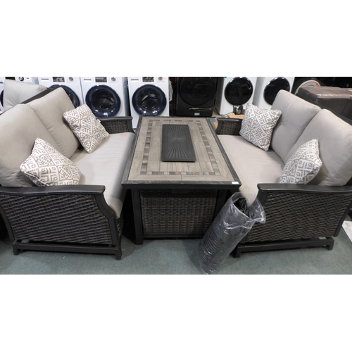 3199 - Agio Conway 5 Piece Woven Deep Seating Fire Pit + Cover, Original RRP £2,899.99 + vat (261-2)  * Thi... 