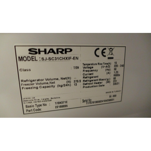 3221 - Sharp Inox 280L Tall Freezer, Model: SJSC31CHXIF Original RRP £458.33 + vat                         ... 