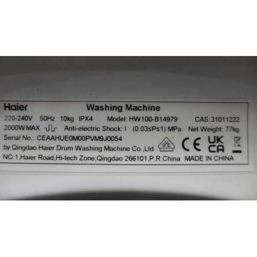 3244 - Haier 10kg White Washing Machine Model: HW100B14979 Original RRP £416.66 + vat       (256-11)  *  Th... 