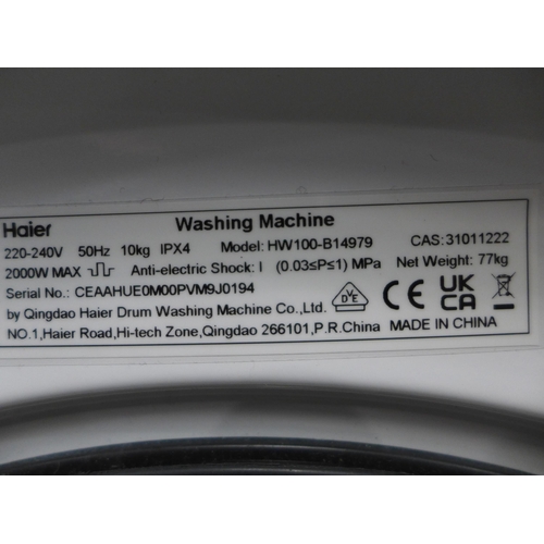 3245 - Haier 10kg White Washing Machine Model: HW100B14979 Original RRP £416.66 + vat       (256-12)  *  Th... 