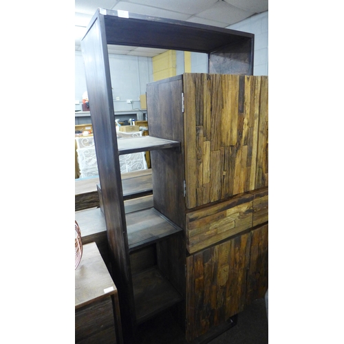 1574 - A railway sleeper four door, four drawer shelving unit