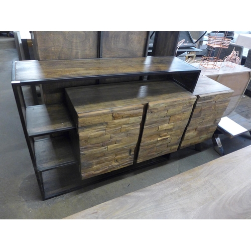 1577 - A railway sleeper three door sideboard