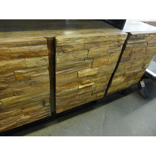 1577 - A railway sleeper three door sideboard