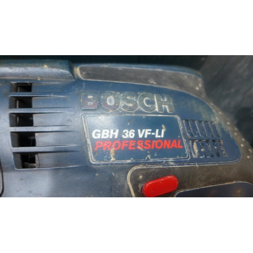 2036 - Bosch GBH 36V Li-ion SDS/hammer drill with 3 batteries and charger