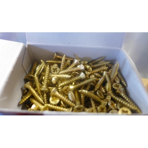 2048 - Storage box of assorted screws and hinges