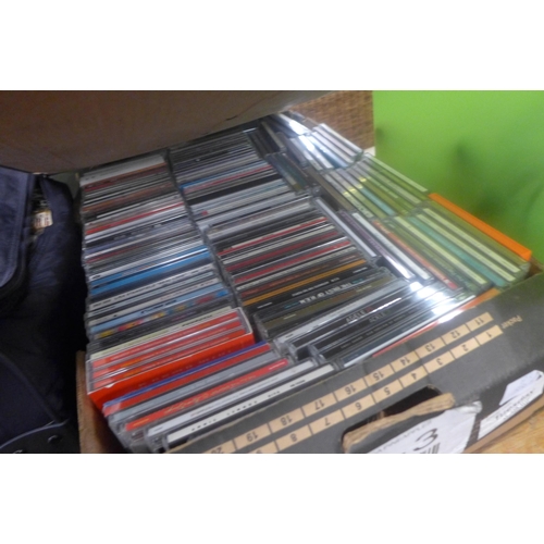 2097 - Kipling trolley-suitcase and two boxes of approx. 100 music CD's