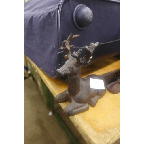 2098 - Cast metal stag boot scraper and rabbit door stop