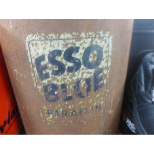 2134 - Esso Blue original paraffin/oil barrel with aluminium take off tap plus a  miner's lamp