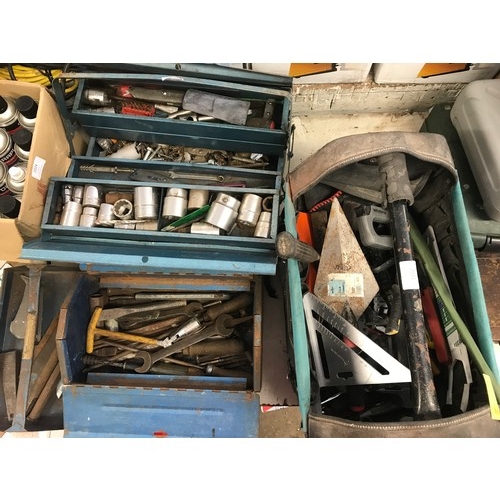 2031 - 2 tools chests and a tool bag with quantity of handtools, spanners, sockets, etc.